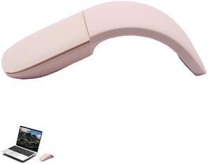 QUJIFETU Foldable Arc Mouse Compatible with Microsoft Surface/MacBook, Portable Arc Touch Mouse, Compatible with Windows/Mac OS, Laptop Notebook Computer Accessories (Soft Pink Gold)
