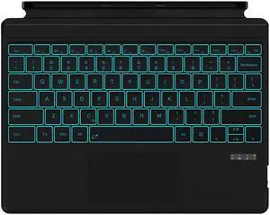 Surface Pro 7 Keyboard for Microsoft Surface Pro 7+/7/6/5/4/3, Surface Keyboard Bluetooth Type Cover with 7 Colors Backlit, Sleep/Wake Function, Touchpad, Rechargeable Battery