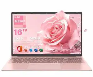 Rumtuk 16" Rose Gold Laptop, Celeron N5105 CPU, DDR4 16GB RAM 512G SSD, FHD IPS Display, Backlit KB,Fingerprint Unlock, USB 3.0, HDMI, WIFI/BT, Perfect for Work, Study and play! (Rose Gold, 512GB SSD) Rumtuk 16" Rose Gold Laptop, Celeron N5105 CPU, DDR4 16GB RAM 512G SSD, FHD IPS Display, Backlit KB,Fingerprint Unlock, USB 3.0, HDMI, WIFI/BT, Perfect for Work, Study and play! (Rose Gold, 512GB SSD)