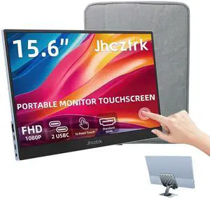 Jhcztrk Touchscreen Portable Monitor 15.6 inch 1080P Ultra Slim and Lightweight Bezel Less FHD IPS HDR Gaming Monitor with Built-in Speakers and VESA for Laptop Mac PC PS4/5 Switch