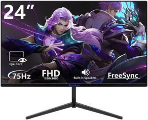 Sealan 24 inch Computer Gaming Monitor 75Hz Refresh Rate 16:9 Aspect Ratio 1080P Display HDMI,VGA Ports with Frame-Less/Tilt/Ergonomic for Office and Home Supports Wall Mount (75 * 75mm)