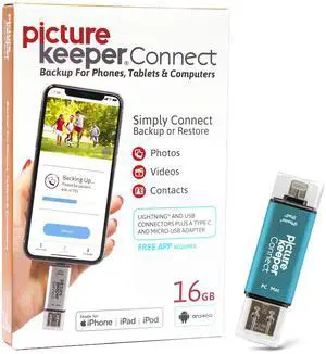 Picture Keeper Connect Photo & Video USB Flash Drive for Apple, Android, & PC Devices, 16GB Thumb Drive, Turqouise