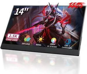 StarXnDa Portable-Monitor-14inch, 2560 * 1600p 2.5K Portable Gaming Monitor 144Hz,Ultra-Slim IPS Screen 400Nits 100% sRGB HDR Laptop Monitor with USB Type C HDMI Port Dual-Speakers