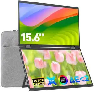 Upperizon Laptop Screen Extender 15.6 Inch FHD 1080P 360deg Foldable Dual Monitors 120% sRGB DE<2 HDMI USB-C Stacked Triple Portable Monitor for Laptop PC Windows Mac with Kickstand VESA Mountable