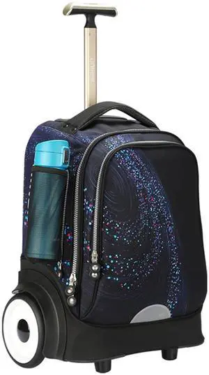 UNIKER Rolling Bag witth Wheels, 40L Water Resistant Wheeled Laptop Backpack, Silent Wheel Travel Backpack for Women Men,T5- Galaxy