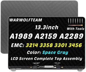 WARWOLFTEAM 13.3in Screen Replacement for MacBook Pro A2159 A2289 A1989 EMC 3214 EMC 3358 EMC 3456 EMC 3301 True Tone 2018 2019 2020 Retina LCD Display Assembly Kit 661-10037 (Gray)