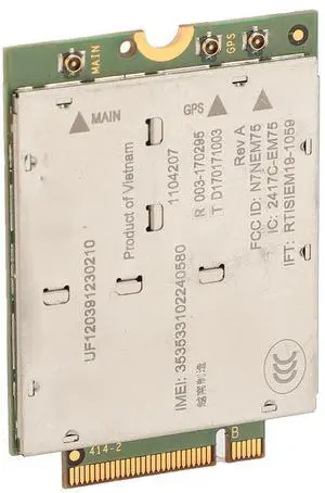 EM7565 Card, EM7565 1104207 4G Module for Laptops with NGFF M2 Interface, 4G Router, PCI Express M.2 Cat 12 High Speed 4G LTE Network Card, 24 LTE Bands
