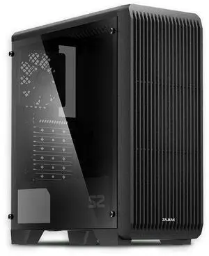 Zalman S2 TG ATX Mid-Tower PC Case, 3 x Pre-Installed 120mm Zalman Quiet Fans (Support up to 8 Fans), High Airflow Mesh Front Panel, Full Tempered Glass Side Panel, Support GPUs up to 330mm, USB 3.0