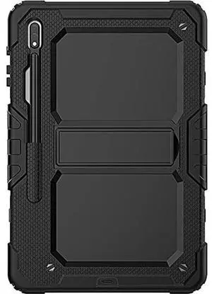 SaharaCase - Defense Series Case Cover for Samsung Galaxy Tab S8+ (2022) [Shockproof Bumper] Rugged Full Screen Protection Integrated Kickstand Antislip Cover - Black