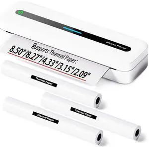 Zoolion 1 Wireless Portable Printer & 3 Thermal Paper Rolls 8.5"x11"