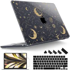 Tuiklol for 2025 2024 2023 MacBook Air 15 inch Case M4 M3 M2 Chip, Model A3241 A3114 A2941 Hard Shell Case with Keyboard Cover & Screen Protector for MacBook 15.3'' Cover,Moons and Stars