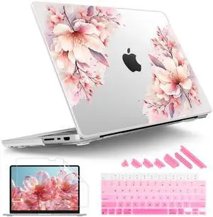 Tuiklol for MacBook Pro 14 Inch Case 2025-2021 Release M5 A3434 /M4 A3112 A3401 A3185/M3 A2918 A2992/M2 A2779/M1 A2442 Pro/Max,Hard Shell Case with Screen Protector for Touch ID,Big Floral