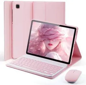 Case Keyboard for Samsung Galaxy Tab A7 Lite 8.7 inch 2021 - Mouse and Detachable Magnetic Keyboard Slim Case Auto Sleep/Wake (Pink)