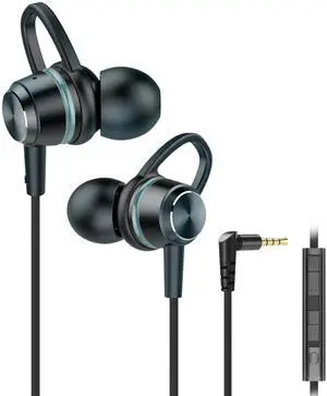 TUNSEZ HiFi Wired Earbuds, Gaming Earbuds, PRO Gaming Ear Buds Wired, in-Ear Monitor Buds, Low-Profile 90deg Plug, 3.5mm Plug, Built-in Microphone, Multi-Function Button, PC, Mobile(Black)