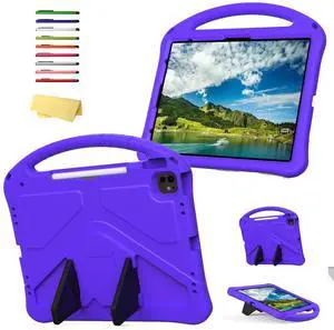 UUcovers Kids Case for iPad Pro 13 inch M4 (2024) with Kickstand/Pencil Holder/Handle Stand Lightweight Soft EVA Foam Shockproof Heavy Duty Rugged Protection Kids Friendly Girls Boys Cover, Purple