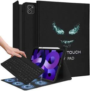 Uppuppy for iPad Air 11 inch Case 2024 - Air 5th/4th Generation 10.9, Pro 11 Case with Keyboard Pencil Holder Tablet Cover Folio Men Boys Cute Cool Black Fun Funny for iPad Air 11 2024 (M2), Pro 11