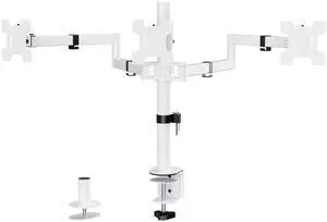 WALI Triple Monitor Mount, Three Monitor Desk Mount Fits 13-27in Screens, Holds up to 22lbs, Multiple Computer Stand with Tilt, Swivel, Rotation, VESA 75x75,100x100mm(M003S-W), White