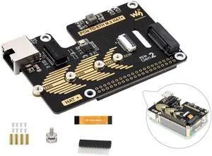 PCIe to ETH and M.2 Adapter Board Compatible with Raspberry Pi 5, Expands M.2 Hard Drives and Gigabit Ethernet Ports in 2230/2242 / 2260/2280 Sizes, 5Gbps Data Rate,Driver-Free, Plug and Play