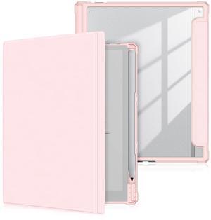 Xuanbeier Case Compatible with BOOX Tablet Go 10.3 ePaper E Ink Tablet,Hard Transparent Back Protective Cover with Pen Holder,Auto Wake/Sleep,Pink