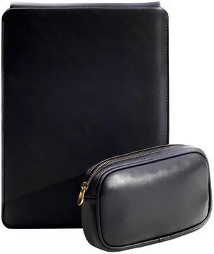 Yesmornsis PU Leather Padded Laptop Sleeve Bag 13Inch Compatible with New MacBook Air 13.6 M2 A2681, 2022 MacBook Pro 13 M2 A2686 with Charger Pouch Color Black