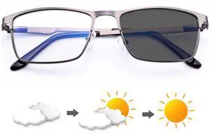YIMI Mens Blue Light Glasses Men Computer Gaming BlueLight Blocking Glasses Metal Anti Eyestrain Clear Lens Eye Protection (Photochromic/Dual Purpose)