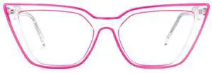 Zeelool Stylish Acetate Oversized Cat Eye Blue Light Blocking Glasses for Women Yosef WA609979-01 Bright-Pink