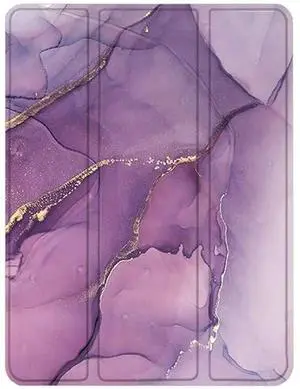 SaharaCase Folio Case for Apple iPad 10.2" (8th Generation 2020) and (9th Generation 2021) [Shockproof Bumper] Rugged Protection Anti-Slip Grip Slim Fit Integrated Kickstand (Purple Marble)