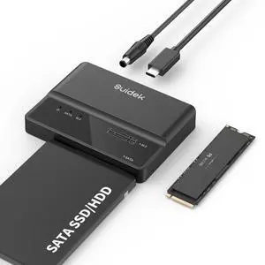 SUIDEK NVMe SSD Enclosure, 10Gbps USB to M.2 and SATA Adapter Tool Free PCIe NVMe External Hard Drive Reader Compatible with M.2(M Key&M+B Key) Any Sizes and 2.5"/3.5" SATA SSD/HDD