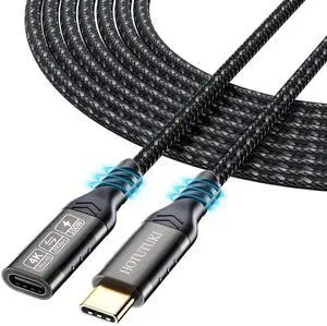 HOTUTUKI USB-C Extension Cable 16.5ft/5M, Male to Female Extender, Braided Data Cord, 100W PD Fast Charging, 20 Gbps
