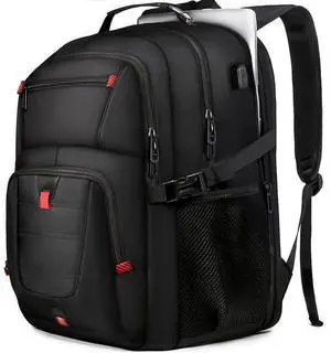 ZMMMA 50L Travel Backpack, 17 inch Laptop Backpack for Men, Extra Large Sturdy TSA Friendly with USB Port College School Rucksack Bag Gifts for Him Men Women, Black