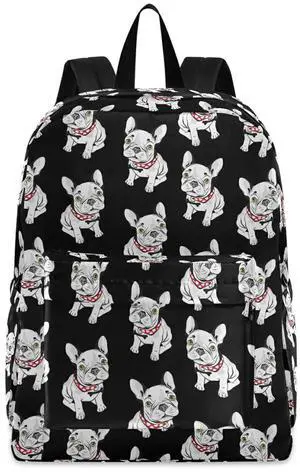 ZzWwR Cute Cartoon French Bulldogs Polyester Computer Backpack Large Daypack for Business Sport Travel School Bookbags