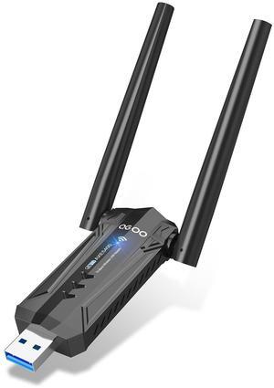 USB 3.0 WiFi 6E Adapter for Desktop PC, QGOO Tri-Band Axe 5400 Wireless Network Receiver/Dongle with 5dBi Dual Antennas, WiFi Card/Stick 6G/5G/2.4G for Laptop Computer Only Compatible Windows 11/10