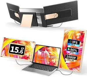 S6 Laptop Screen Extender Monitor Portable, 15.6'' Dual Screen Monitor for Laptop Plug and Play, FHD 1080P IPS Multi Triple Screen for 13''-17'' Laptops Compatible with Mac/Wins/Android/Dex