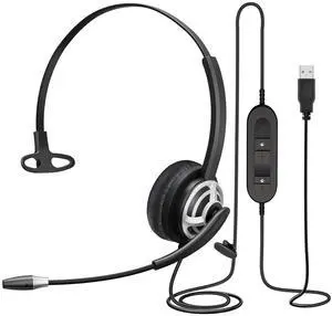 MAIRDI USB Headset with Microphone for PC, Computer Headset with Mic Noise Canceling for Laptop Teams Zoom Office Call Center Voip Telephone Calls, Dictation Headset for Dragon Naturelly Speaking