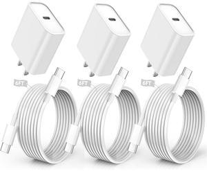 iPhone 16/15 Pro Max Charger Fast Charging,20W USB C Charger Block,3Pack Type C Fast Charging Cord Long USB C to C Wall Charge Cable for iPhone 16/16 Plus/16 Pro Max, iPad Pro 12.9"/11",iPad Air/Mini