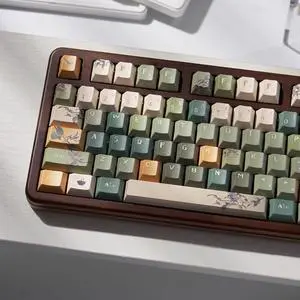Hunfuthr Custom PBT Green Keycaps 152 Keys Full Set Dye Sub Cherry Profile Keycaps for Cherry Mx Gateron Switches Wooting 60he Made68 ATK68 Mechanical Keyboard