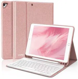MMK for iPad Keyboard Case for 10.2" 9th/8th/7th Generation 2021/2020/2019, Detachable Wireless BT Keyboard with Magnetic Protective Cover with Pencil Holder for iPad Pro 10.5" 2019