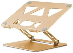 Aoviho Adjustable Laptop Stand for Desk,Portable Laptop Stand Holder and Riser,Foldable Aluminum Notebook Computer Stands for MacBook Air Pro HP Lenovo Dell Samsung Chromebook, 10-15.6 inch, Gold