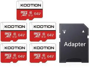 KOOTION 64GB Micro SD Card 5 Pack Micro SDXC Memory Card with Adapter UHS-I, U1, Full HD, Class 10 TF Flash Memory Card for Smartphone