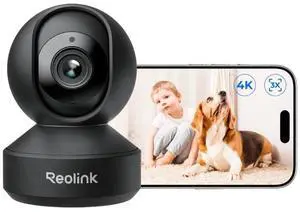 REOLINK Smart 4K UHD Pan & Tilt Dual-Band Wi-Fi 6 Indoor Security Camera with 3X Optical Zoom, Auto-Tracking, People/Pet Detection, Crying Sound Detection, Privacy Mode, Bluetooth Setup, E1 Zoom-Black