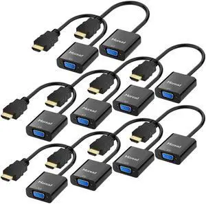 Moread HDMI to VGA, 10 Pack, Uni-Directional Gold-Plated HDMI to VGA Adapter (Male to Female) for Computer, Desktop, Laptop, PC, Monitor, Projector, HDTV, Chromebook, Raspberry Pi, Roku, Xbox and More