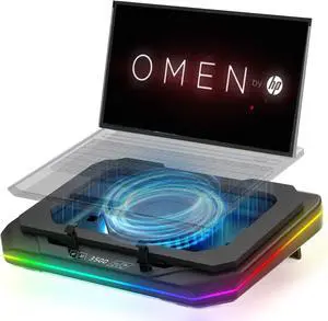 Cooling Pad for HP Omen 17 16 15 15t Transcend 14 16 MAX 16 Victus 15 16 Pavilion 14-17 inch Gaming Laptop,with Ultra Powerful Booster Turbo Fan,6 RGB Light Mode,Adjustable Speed,Touch Start