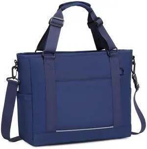 mygreen Laptop Tote Bag, Middle Size Computer Messenger Teacher Bag with 15.6 inch Padded Laptop Sleeve Dark Blue