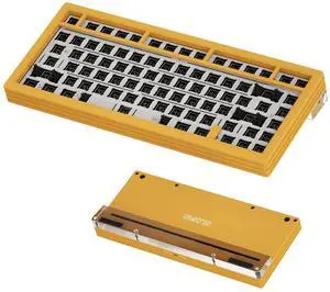 NLOFIN Custom Mechanical Keyboard Base,Modular Aluminum Keyboard Base, RGB Backlighting Suitable for Win/Mac/Gaming (Yellow)