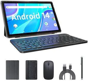 ATOZEE Tablet 2 in 1 Android 14 Tablets with Keyboard 10 inch Tabletas, Include Mouse Stylus Case, 6000mAh 6GB RAM 32GB ROM 1024GB Expandable Tableta, 2MP+8MP Dual Camera, WiFi-6 Bluetooth Tablet PC.