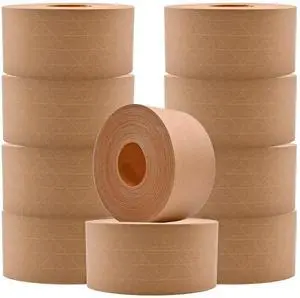WOD WATWTH Eco-Friendly Brown Gummed Kraft Paper Tape - 3 inch x 450 ft. (Pack of 10) Shipping Tape Water Activated for Packing Boxes, Shipping, & Sealing