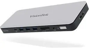 VisionTek VT2600 USB-C MST 3X Monitor Docking Station - 100W Power, 2X DisplayPort, 2X HDMI, 3X USB-A, 3X USB-C, Audio, Ethernet, SD Reader for Windows