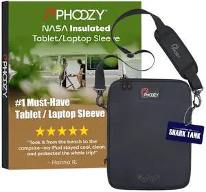 PHOOZY Insulated Thermal Sleeve for Laptops, iPads, MacBooks & Similar Sized Tablets or Laptops up to 11" - Patented NASA Thermal Technology Extends Battery Life in The Cold (Cosmic Black)