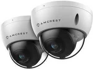 Amcrest 2-Pack UltraHD 4K (8MP) Dome POE IP Camera, 3840x2160, 98ft NightVision, 2.8mm Lens, IP67 Weatherproof, IK10 Vandal Resistance, MicroSD Recording, White (IP8M-2493EW-AI-V3)