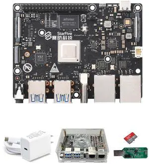 youyeetoo VisionFive2 RISC-V Single Board Computer, Quad Core, 8GB with WiFi dongle, StarFive JH7110 with 3D GPU, Dual Ethernet Port with 2 x 1Gbit, for IOT/AI (Kit 8, Version v1.3B)